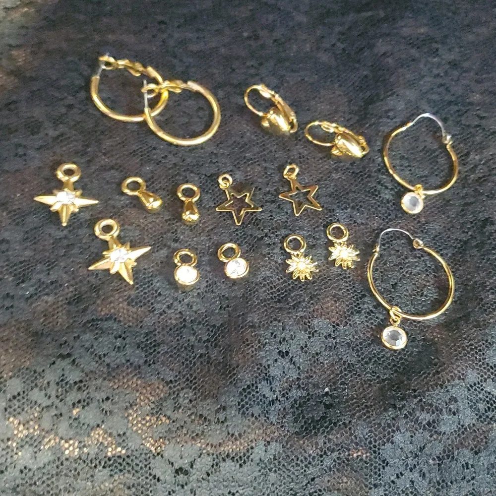 Lot Of 3 Pr Earrings & 6 Pair Interchangable Drops JO+